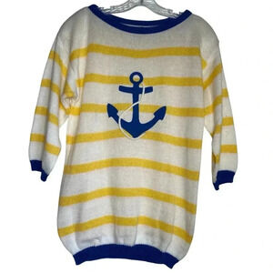 Catalina boats vintage 80’s anchor scoop neck nautical sweater size Medium